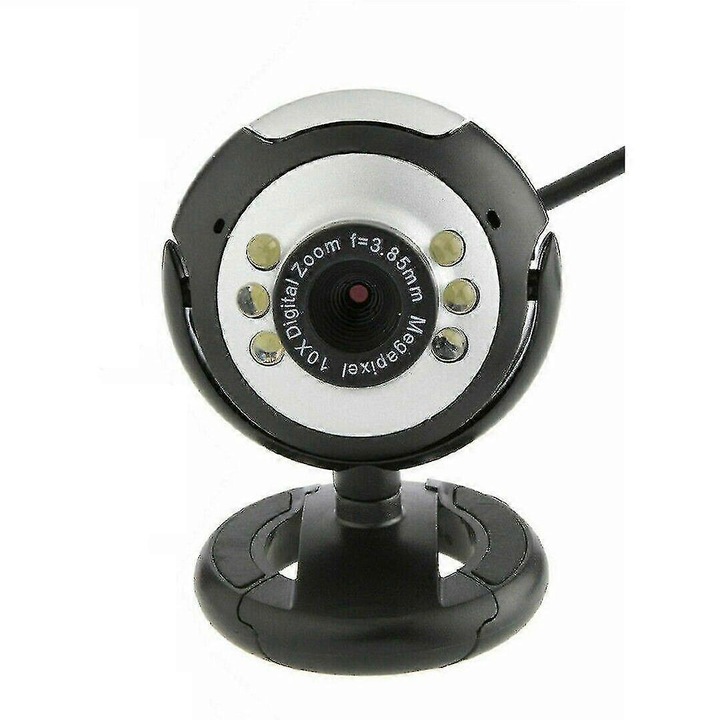 Уеб камера USB FRU-CJK0424-260918-275, 1.3 MP CMOS сензор, вграден микрофон, 6 LED за нощно виждане, USB 2.0, черна