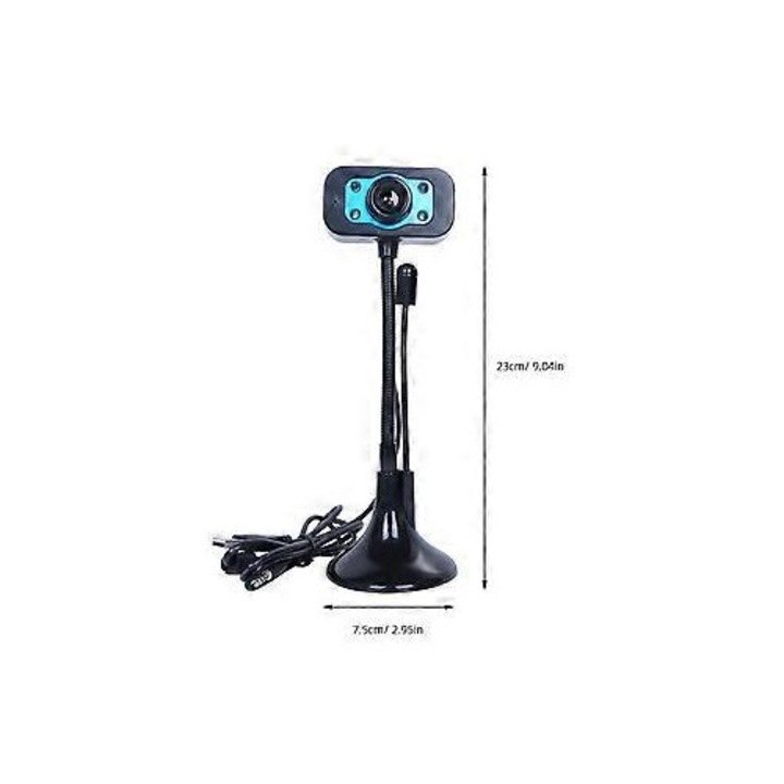 Уеб камера FRU-CJK0424-260919-1459, USB 2.0 plug-and-play, вграден микрофон, 640x480 / 1600x1200, 30 fps, кабел 1.4 м, черна, 23x7.5x7.5 см