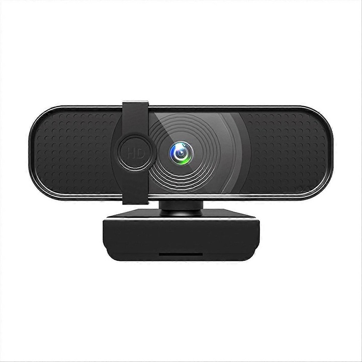 Уеб камера USB FRU-CJK0424-260919-1380 2K 30fps с автофокус, вграден микрофон, капак за поверителност и гъвкав статив, черна
