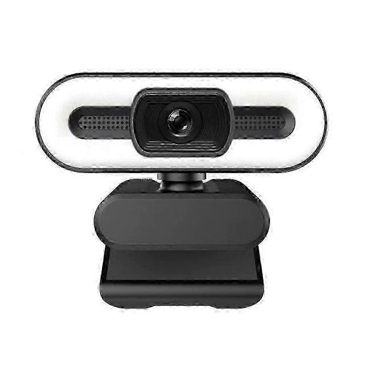 Уебкамера USB FRU-CJK0424-260919-1307, 2K/1080p (до 2560×1440/1920×1080) 30 fps, LED запълваща светлина 3 регулируеми цвята, двойни микрофони, черно/бяло
