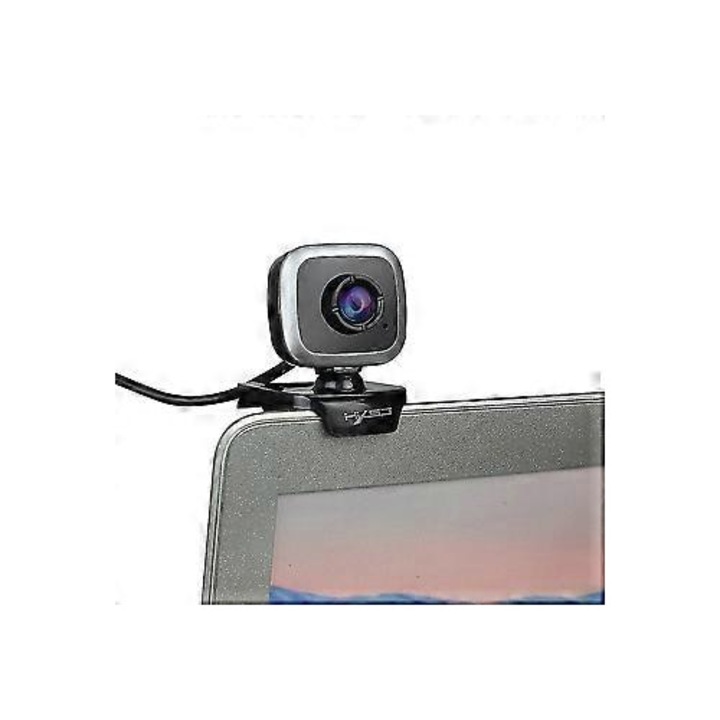 Уеб камера USB FRU-CJK0424-260919-1244, 480P (640x480) 30 fps, микрофон (3.5мм жак), въртяща се на 360° наляво/надясно, черна/сребриста