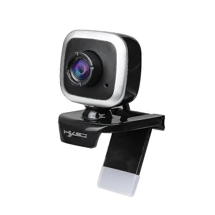 Уеб камера USB FRU-CJK0424-260919-1244, 480P (640x480) 30 fps, микрофон (3.5мм жак), въртяща се на 360° наляво/надясно, черна/сребриста