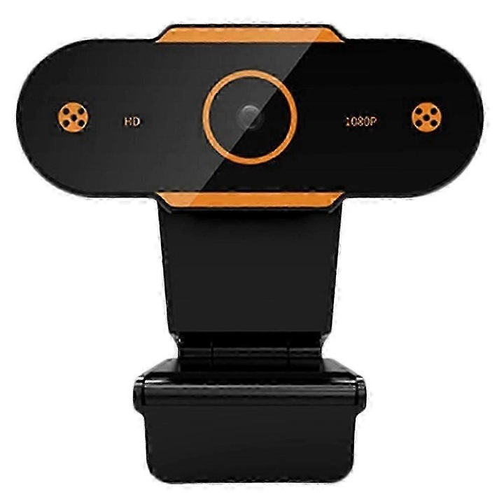 Уеб камера FRU-CJK0424-260919-1173, 1080P HD, автофокус, USB 2.0, вграден микрофон, черен/оранжев