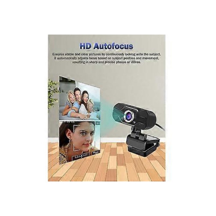 Уеб камера USB 1080p HD FRU-CJK0424-260919-834, автофокус, вграден микрофон, plug-and-play, черна