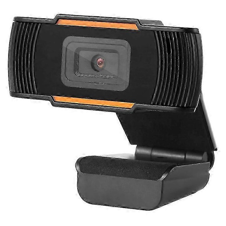 Уеб камера USB 2.0 FRU-CJK0424-260919-833, 720p HD 30fps, микрофон с намаляване на шума, автоматична корекция на светлината, 65° зрително поле, черна