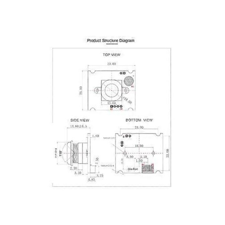 Модул камера USB HBV-3M2111 V22 FRU-CJK0424-260919-1004, сензор OV3660 3MP, ъгъл 110°, ръчен фокус, USB 2.0, MJPG/YUY2, кабел 40см, черен, комплект 2 бр.