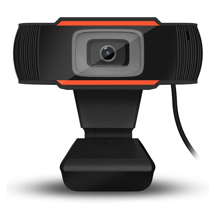 Уеб камера FRU-CJK0424-260919-470, 720p HD (1280x720), 5MP, 30 fps, USB 2.0, вграден микрофон, CMOS сензор, черна/оранжева