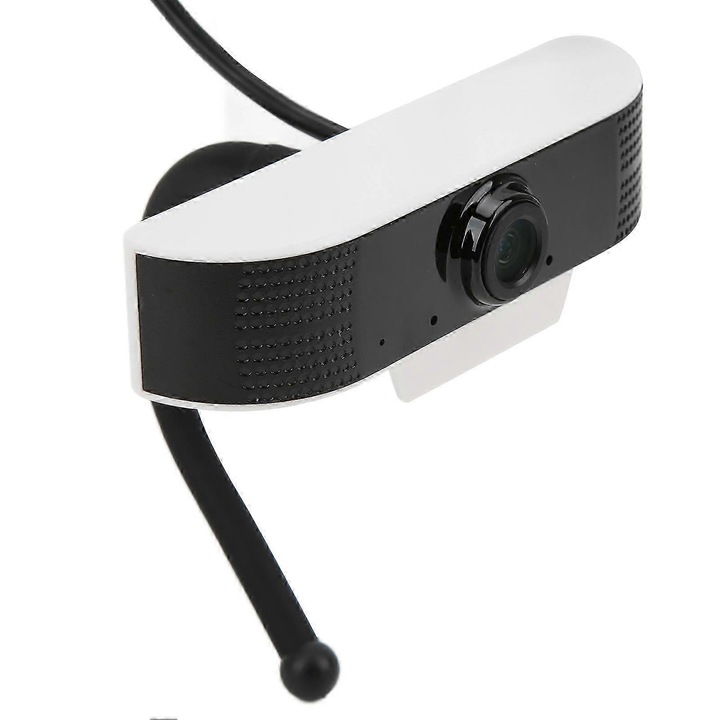 Уеб камера FRU-CJK0424-260919-496, 2 MP (1920x1080) 30 FPS, автофокус, USB 2.0, MJPEG, закрепване за монитор и статив, бял/черен