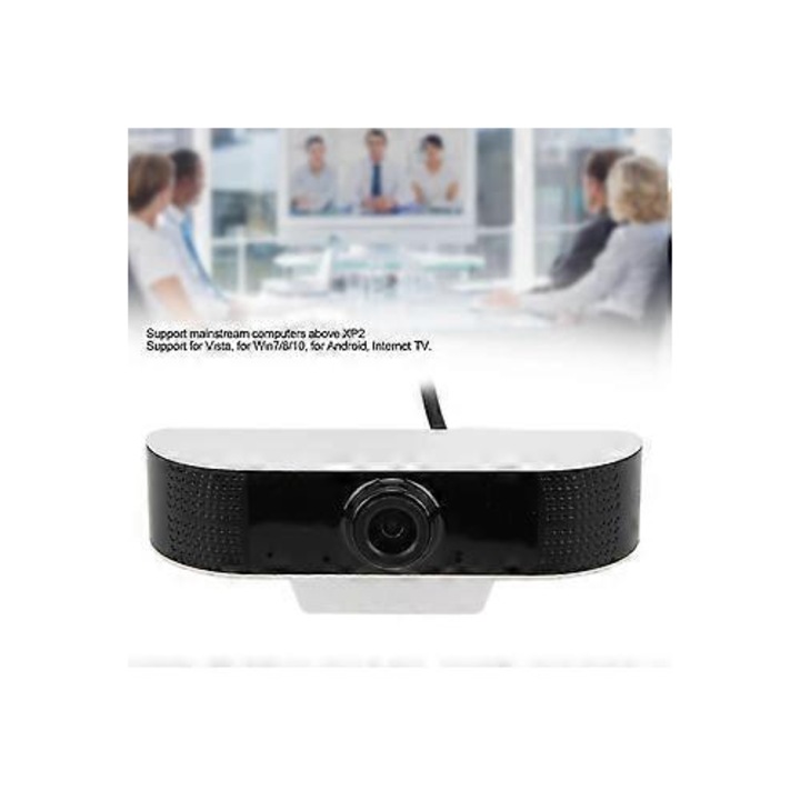 Уеб камера FRU-CJK0424-260919-438 1080P (1920x1080) 2MP, автофокус, 30 FPS, USB 2.0, MJPEG, черен/бял