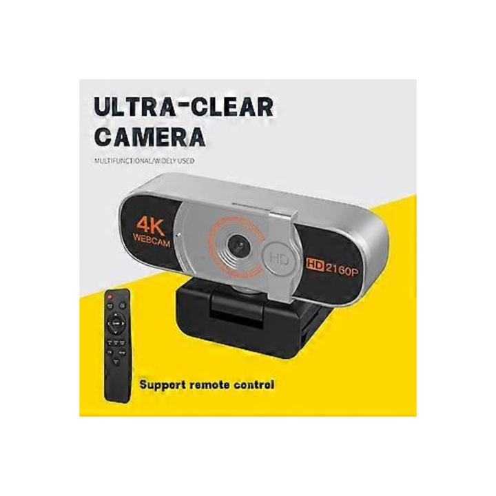 Уеб камера 4K FRU-CJK0424-260919-481, 3840x2160, увеличение 1-9x с дистанционно управление и EPTZ AI, стерео микрофони, капак за поверителност, USB-A, сребрист/черен