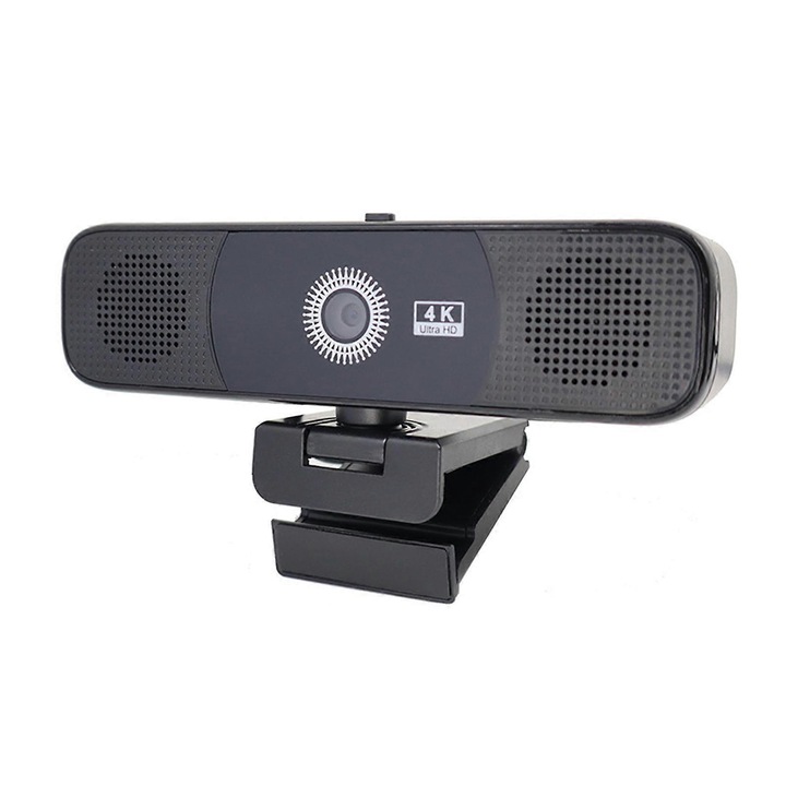 Уеб камера FRU-CJK0424-260918-1477, 4K Ultra HD, USB 2.0, двойни микрофони с шумопотискане, вградени високоговорители, черна, кабел 180 см