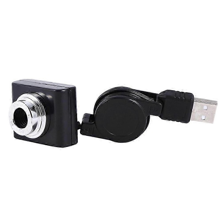 Уебкамера USB FRU-CJK0424-260918-1424, plug-and-play, ръчен фокус, автоматичен баланс на бялото и автоматичен контрол на усилването (AGC), черна, прибл. 4 x 3.1 x 1.5 см