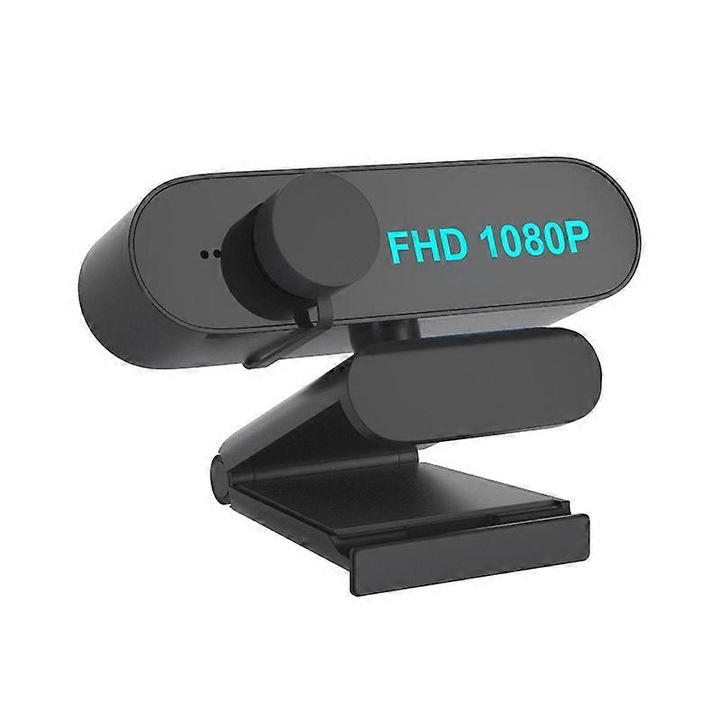 Уеб камера H803 FRU-CJK0424-260918-1383, FHD 1080p 30 fps, широк ъгъл 90°, микрофон с намаляване на шума, фиксиран фокус 5 см–безкрайност, USB 2.0, черна