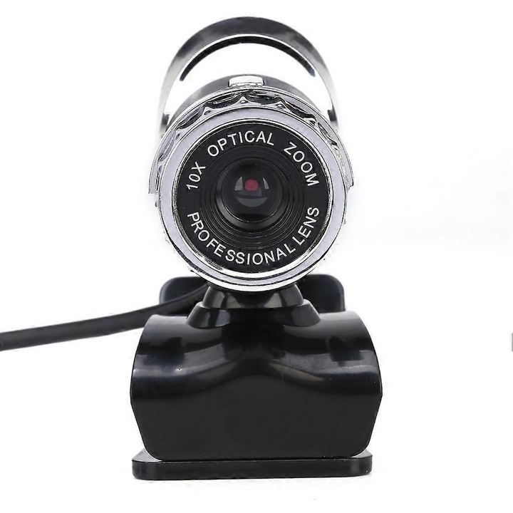Уеб камера USB 2.0 FRU-CJK0424-260918-1175, 5 MP, вграден микрофон, ръчен фокус, видео 640x480, 10x оптично увеличение, сребрист/черен