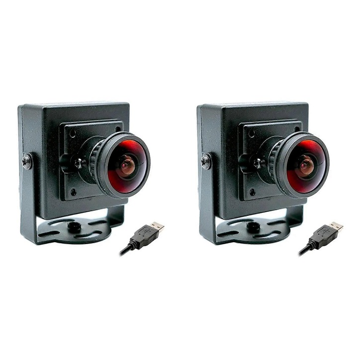 Комплект от 2 USB уеб камери FRU-CJK0424-260918-745, 4.0MP (2560x1440) 2K 30fps, обектив тип рибешко око 1.8mm 160°, USB 2.0 UVC plug-and-play, черен