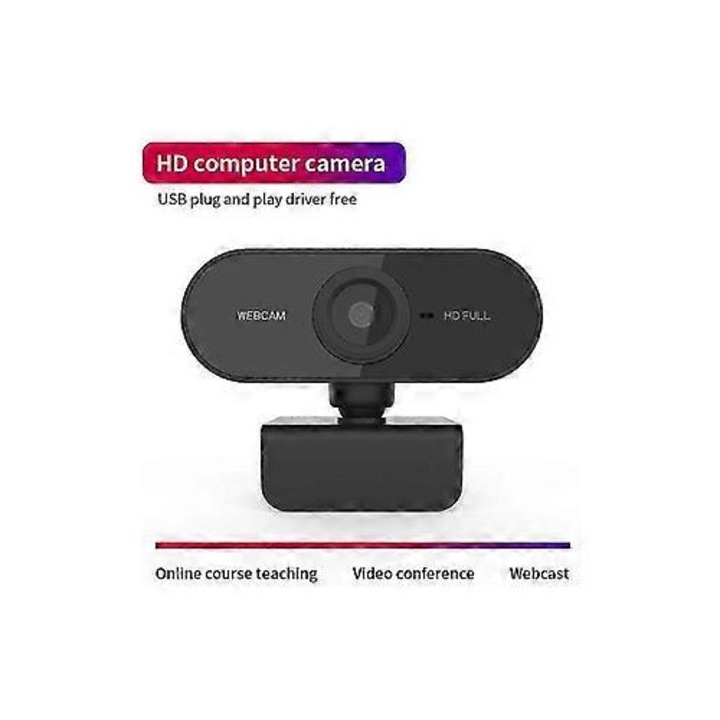Уеб камера FRU-CJK0424-260918-647, Full HD 1080p, автофокус, вграден микрофон, широк ъгъл 100°, USB 2.0 plug-and-play, Micro USB, черна