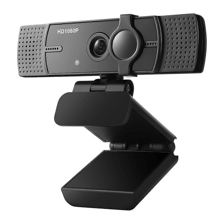 Уеб камера USB FRU-CJK0424-260918-242, Full HD 1080p 30 fps, двоен микрофон с намаляване на шума, USB 2.0 plug-and-play, съвместима с Windows/Linux/Android TV, черна