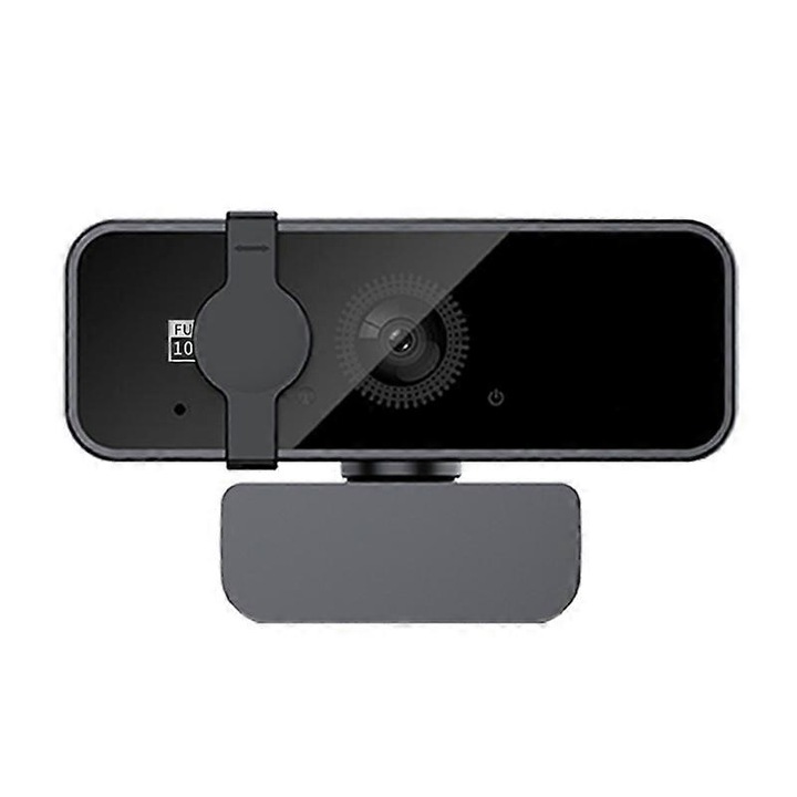 Уеб камера FRU-CJK0424-260918-163 1080P (2 MP), USB 2.0/3.0, plug-and-play без драйвери, микрофон с намаляване на шума, въртяща се глава на 360°, капак за поверителност, черна, кабел 150 см