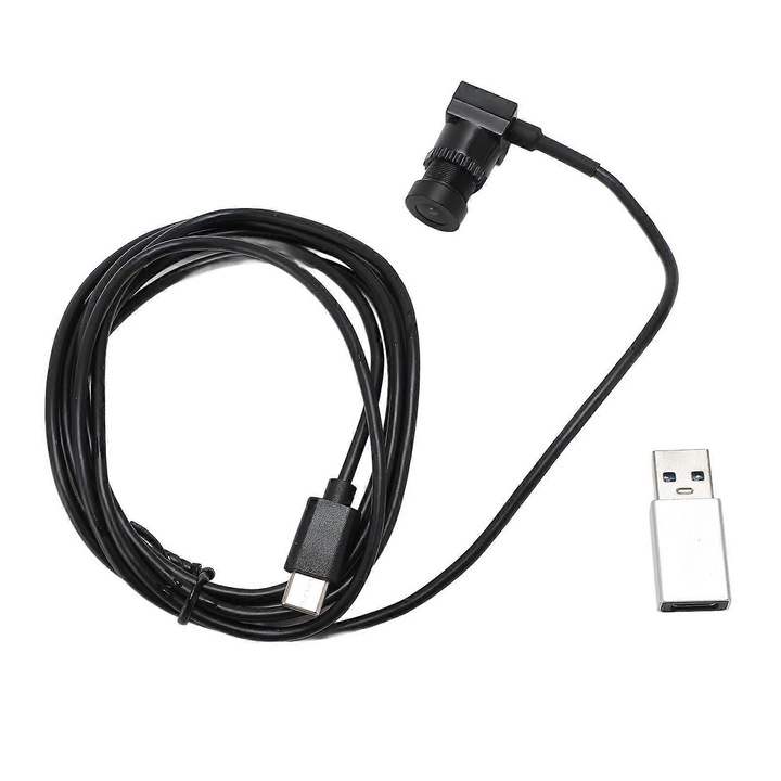 Уеб камера Type-C FRU-CJK0424-260919-1519 1080P 30FPS, сензор 1/2.7", фиксиран фокус, вграден микрофон, кабел 1.5 м, черна, включен USB-A адаптер