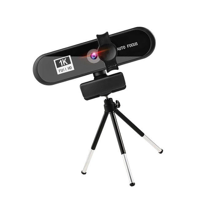 Уеб камера FRU-CJK0424-260919-1081, автофокус, широкоъгълна леща 120°, 1K/2K/4K (по избор), вграден микрофон, капак за поверителност, USB 2.0, черна
