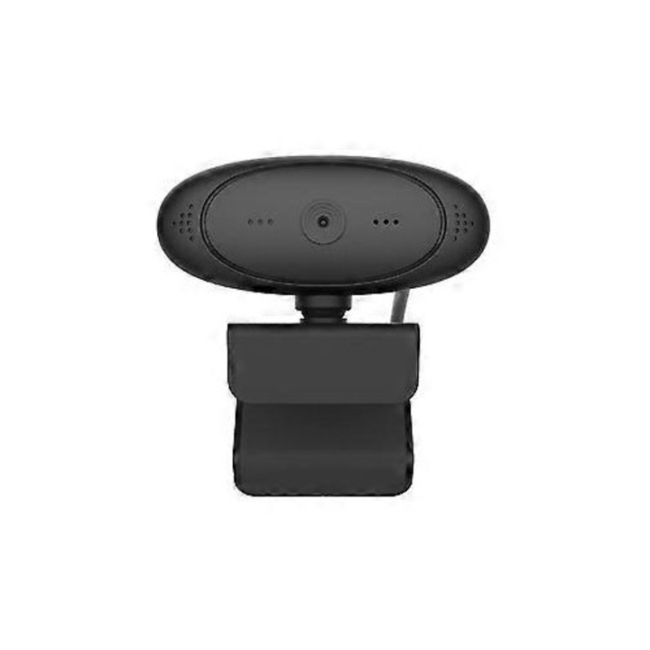 Уеб камера HD 1080P FRU-CJK0424-260919-1083, сензор 1/2.9" CMOS, 2 MP, 30 fps, вграден стерео микрофон, USB plug-and-play, автоматичен баланс на бялото, черна, кабел 165 см