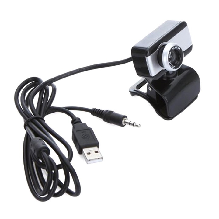 Уеб камера FRU-CJK0424-260919-472, 10 MP CMOS, USB 2.0, вграден микрофон, със щипка, черен/сребрист