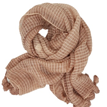 Esarfa dama, maro camel, cu ciucuri, dimensiuni 172x79 cm Esarfa dama, maro camel, cu ciucuri, dimensiuni 172x79 cm
