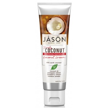 Pasta de dinti Jason, cu crema de cocos pentru albirea dintilor, 119 gr Pasta de dinti Jason, cu crema de cocos pentru albirea dintilor, 119 gr