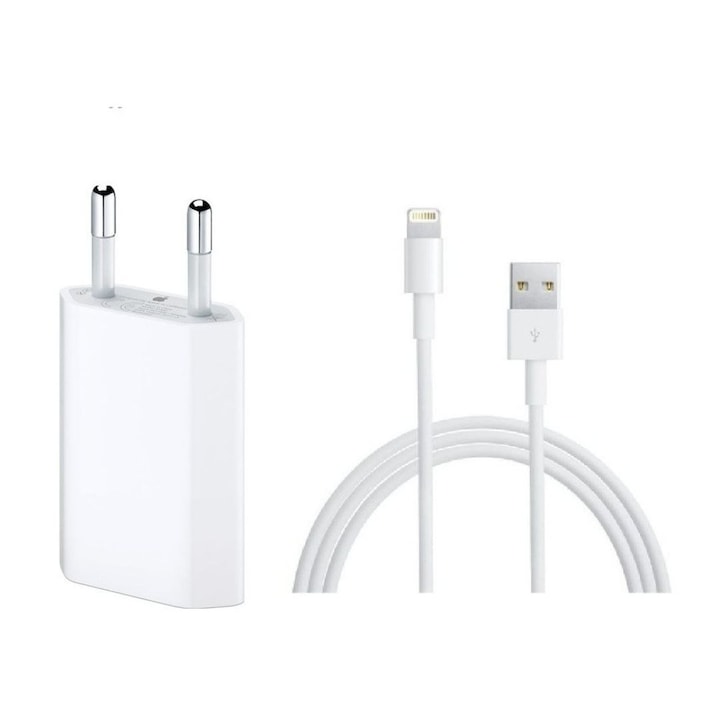 Зарядно за Apple (MB7072M/B), 220V, 5w, с Lightning кабел, Бял