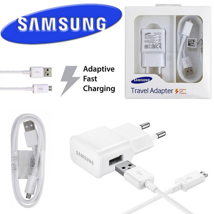 Мрежово зарядно устройство Samsung EP-TA20EWEU 2 Ампера - Fast Charger Micro USB кабел, блистер