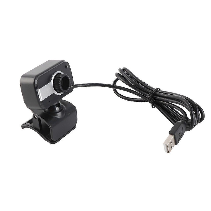 Уеб камера USB FRU-CJK0424-260918-1447, 0.3MP (640x480), вграден микрофон, въртене на 360° хоризонтално/60° вертикално, LED за нощно виждане, щипка за екран, черна