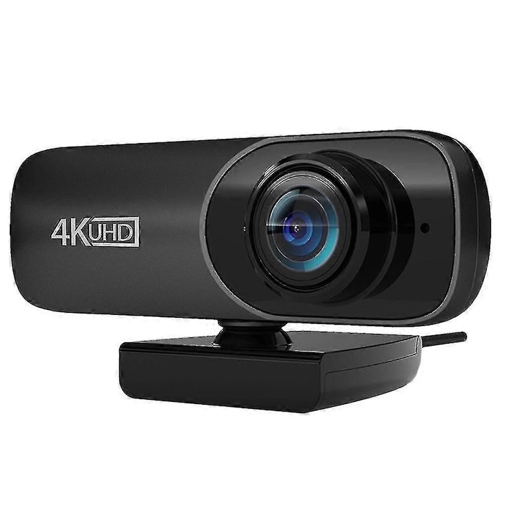 Уеб камера FRU-CJK0424-260918-1431, 4K UHD 3840x2160, ъгъл 120°, вграден микрофон, въртене на 360°, USB plug-and-play, черна, 7x3x9 см