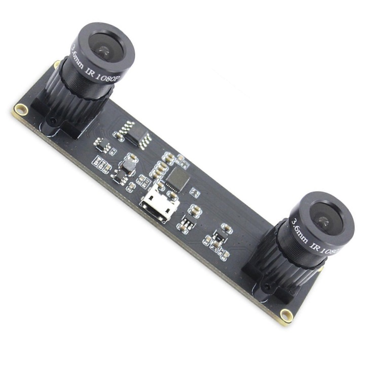 USB камера модул с две лещи OV9732 FRU-CJK0424-260918-1429, 1MP, 3.6mm лещи, MJPEG 2560x720 30fps, USB 2.0, черен, 1m USB кабел