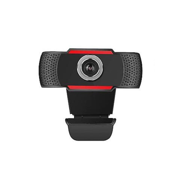 Уеб камера USB A720 FRU-CJK0424-260919-345, 720p HD, вграден микрофон с обхват до 10 м, 30 fps, USB 2.0, кабел 140 см, черен/червен