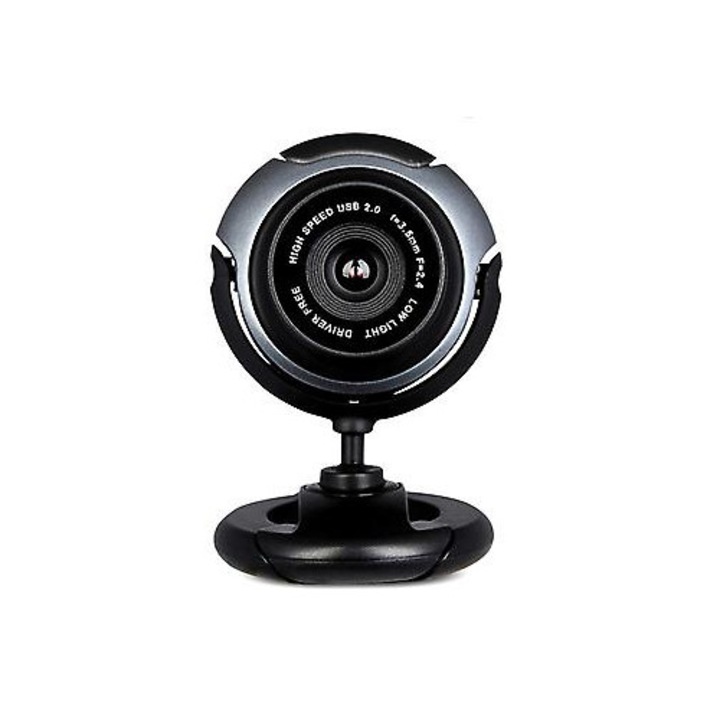Уеб камера USB 2.0 FRU-CJK0424-260918-050, 480p (VGA) 30 fps, автофокус, вграден микрофон, plug-and-play, въртене на 360°, кабел 1.4 м, черен/сив