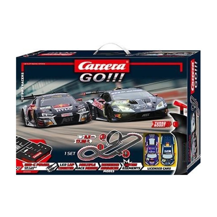 Писта за състезания Carrera GO Pro Racers GT3 793895, комплект с 2 лицензирани коли, многоцветен