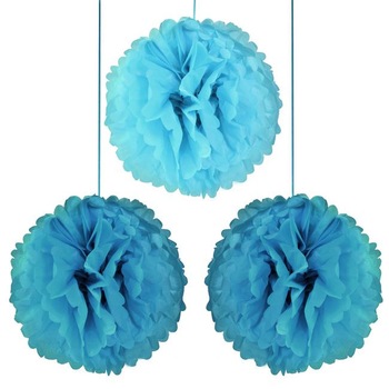 Set 3 pompom hartie, Zola®,Albastru-Turquoise, 40 cm Set 3 pompom hartie, Zola®,Albastru-Turquoise, 40 cm