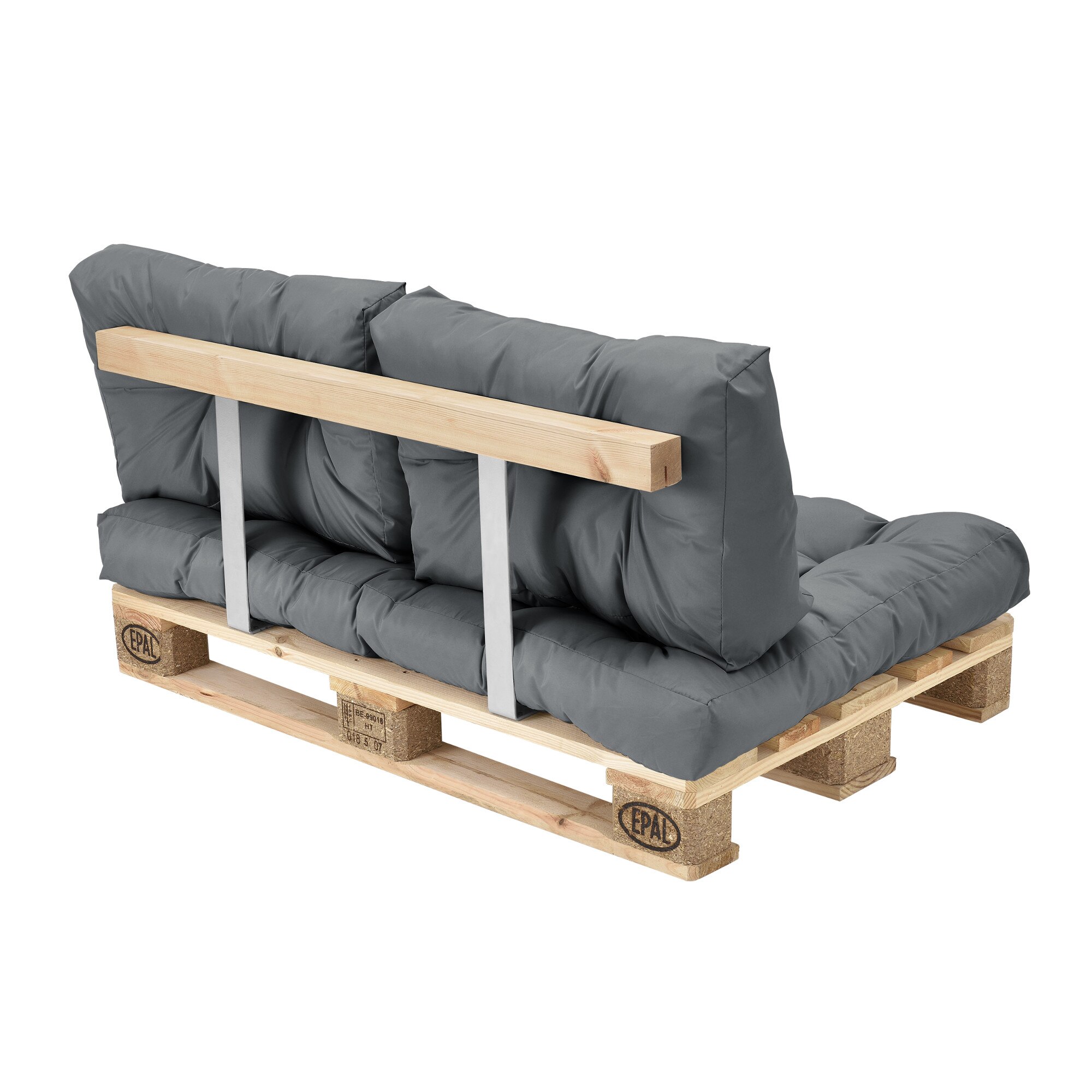 Canapea fixa Europalet Model A, en.casa, 120 x 80 x 12 cm, cu 1 palet gri deschis