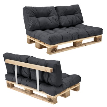 Canapea fixa Europalet Model A, en.casa, 120 x 80 x 12 cm, cu 1 palet, gri inchis Canapea fixa Europalet Model A, en.casa, 120 x 80 x 12 cm, cu 1 palet, gri inchis