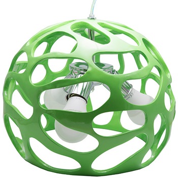 Lustra culoare verde, cu 3 dulii de ceramica pentru bec E27 Lustra culoare verde, cu 3 dulii de ceramica pentru bec E27