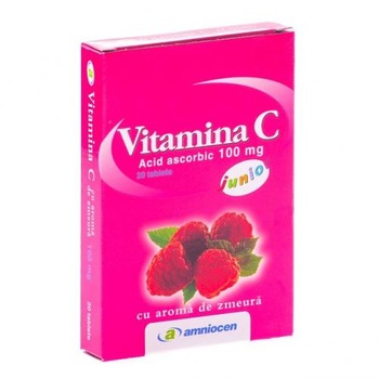 Vitamina C 100mg Zmeura Amniocen 20tbl Vitamina C 100mg Zmeura Amniocen 20tbl