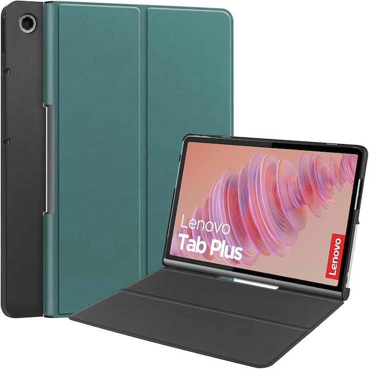 Husa Slim Sigloo, Smart Cover, Trifold, pentru Lenovo Tab Plus 2024(TB-351/TB- 352), 11.5", Pine Green