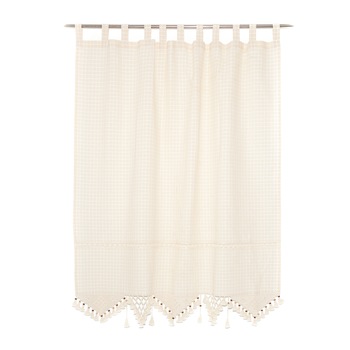 Perdea din bumbac cu dantela, Valentini Bianco, model PR004 100x150 cm Perdea din bumbac cu dantela, Valentini Bianco, model PR004 100x150 cm