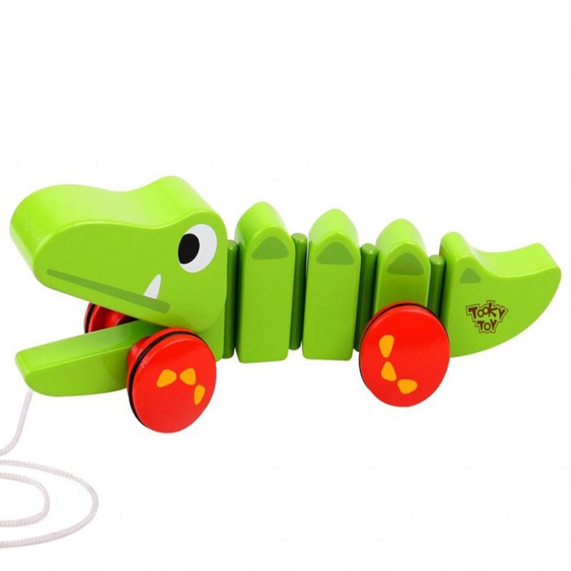 Jucarie de tras Tooky Toy Crocodilul plimbaret din lemn