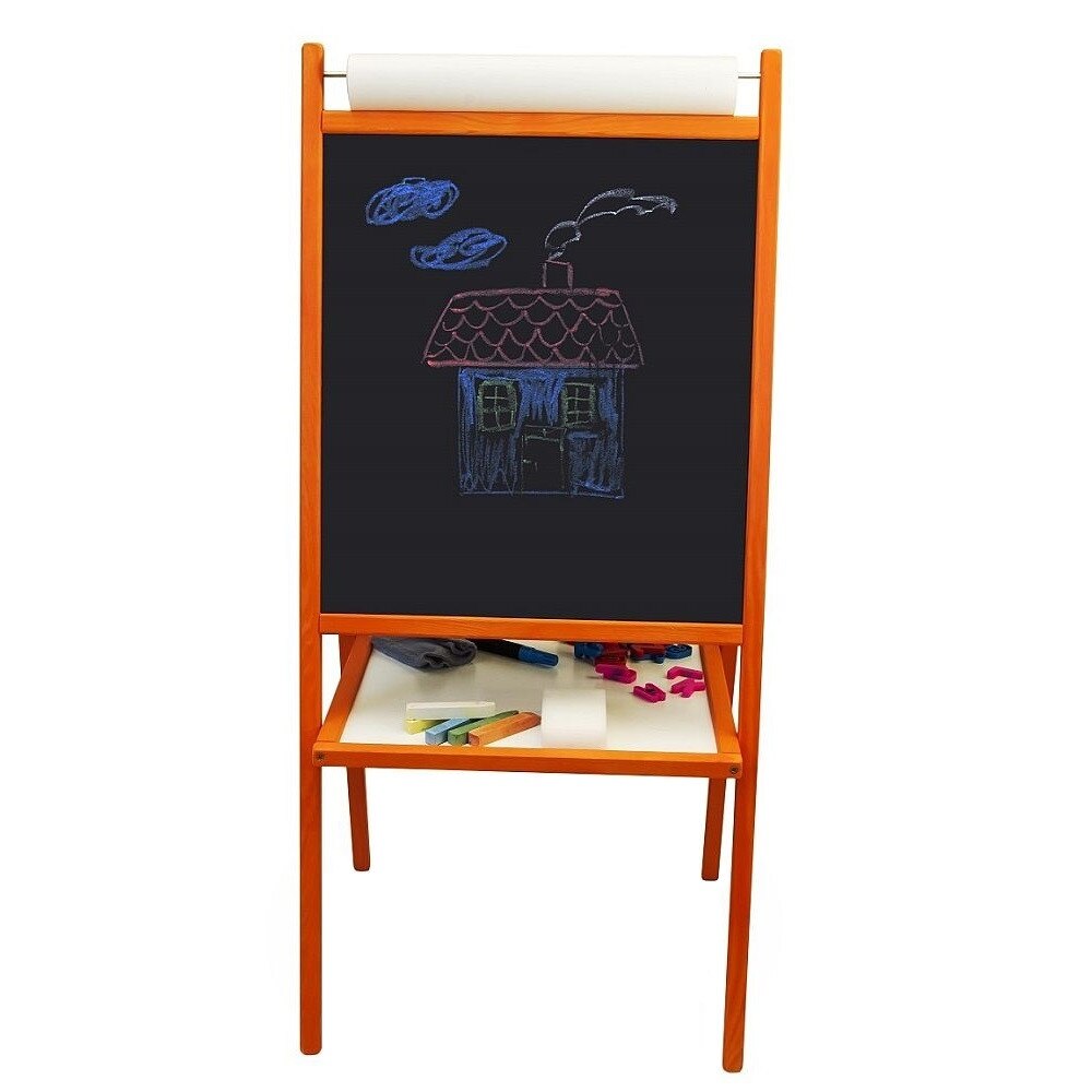 Tabla medie de scris 2 in 1, cu accesorii, pentru copii - portocalie