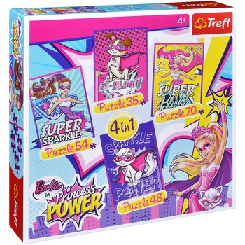 Puzzle Trefl Trefl 4 in 1: Barbie Power Princess, 35, 48, 54, 70 piese Puzzle Trefl Trefl 4 in 1: Barbie Power Princess, 35, 48, 54, 70 piese