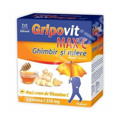 Gripovit Max C Ghimbir si Miere 10dz Zdrovit