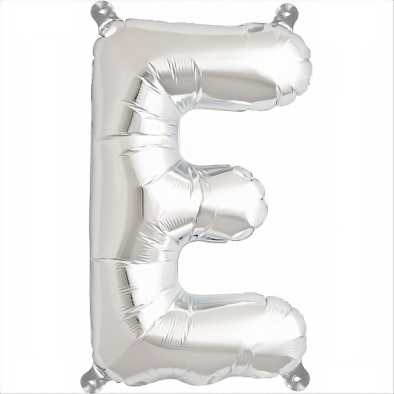 Balon folie, forma E litera, culoare argintiu, 41 cm, 1 buc