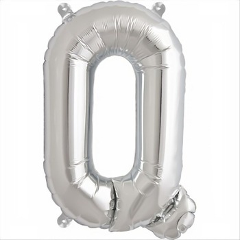 Balon folie, forma Q litera, culoare argintiu, 105 cm, 1 buc Balon folie, forma Q litera, culoare argintiu, 105 cm, 1 buc