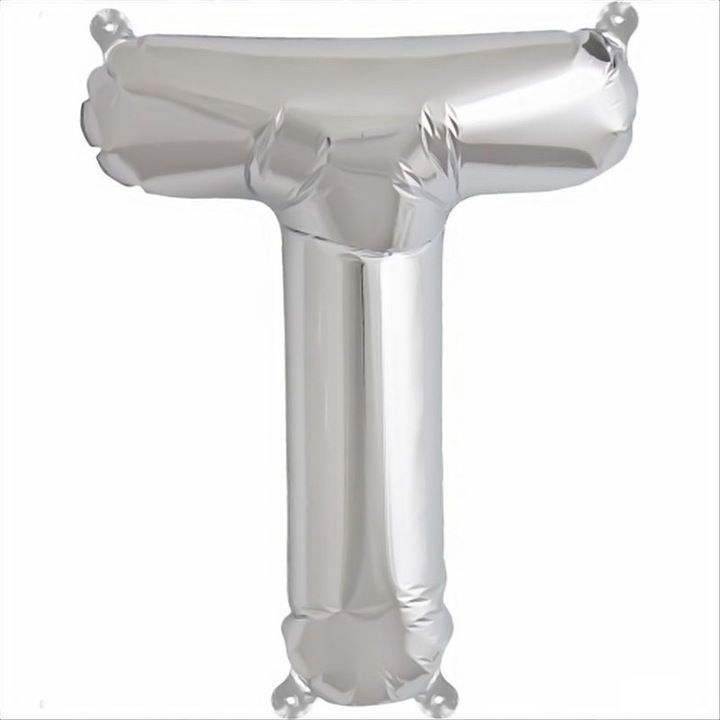 Fólia lufi, T betű alakú, ezüst színű, 105 cm, 1 db